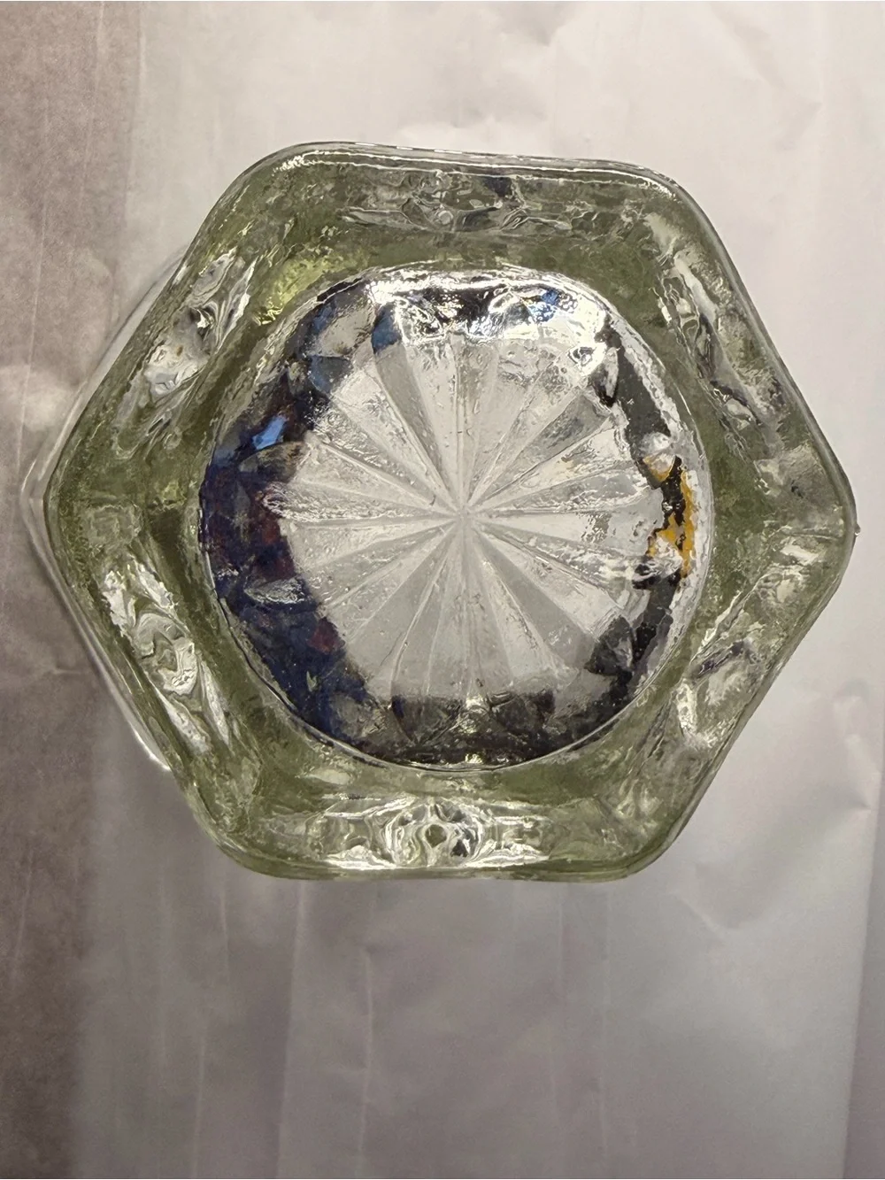 Vintage Anchor Hocking EAPC Star of David Clear Glass Vase Flared Rim